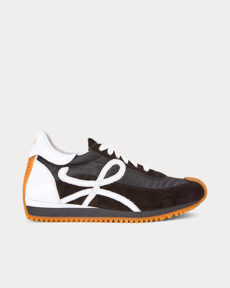 Loewe Flow Runner in Suede, Calfskin and Nylon Black / White Low Top Sneakers - 1