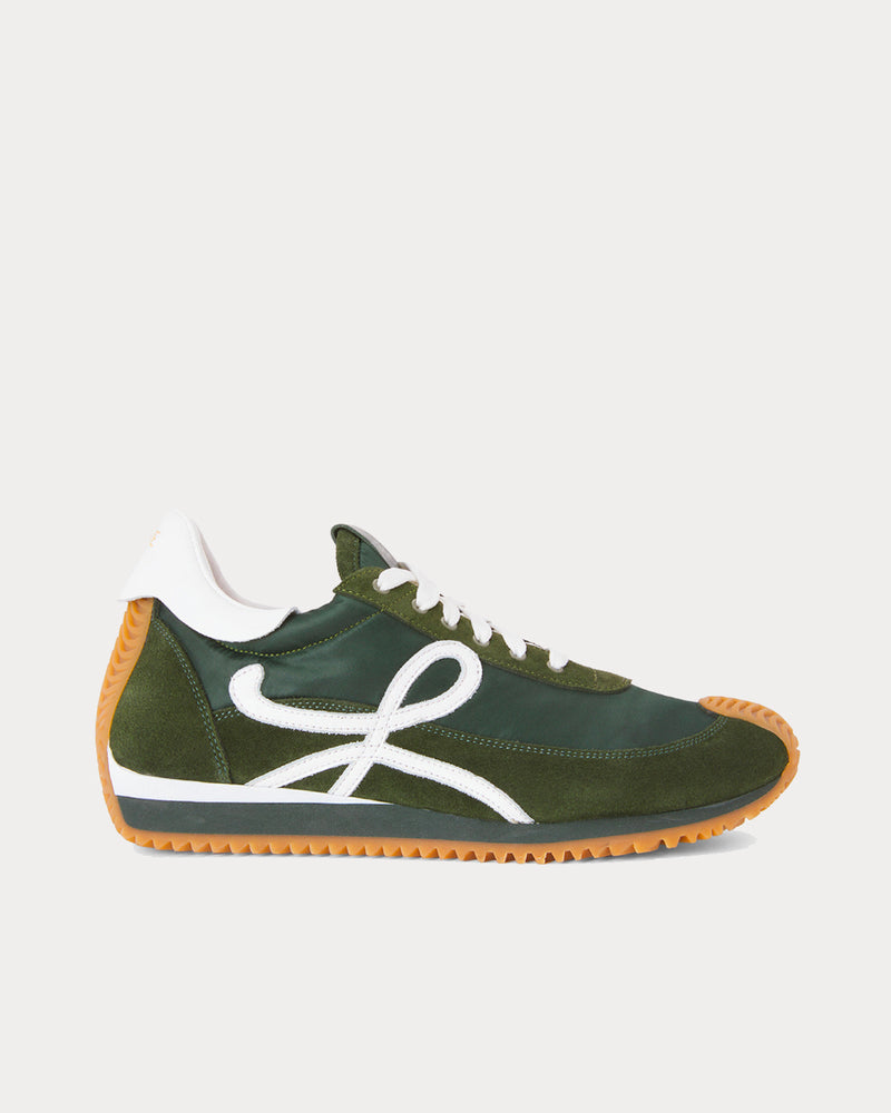 Loewe Flow Runner in Suede and Nylon Forest Green Low Top Sneakers - 1