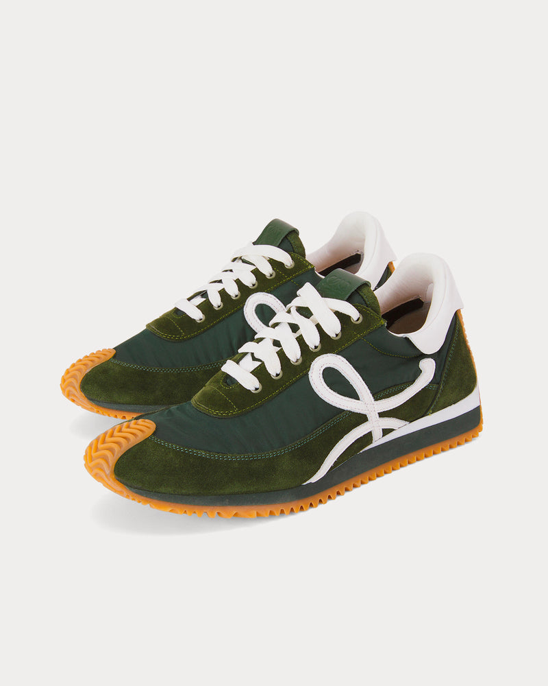 Loewe Flow Runner in Suede and Nylon Forest Green Low Top Sneakers - 2