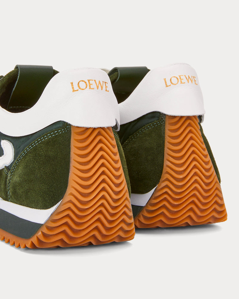 Loewe Flow Runner in Suede and Nylon Forest Green Low Top Sneakers - 4