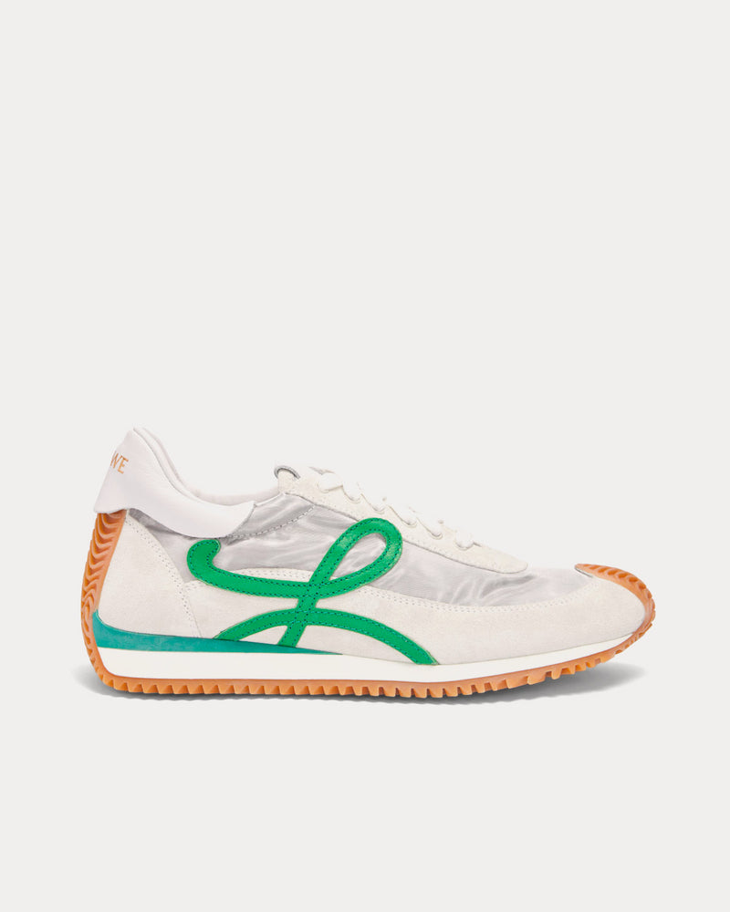 Loewe Flow Runner in Technical Mesh & Suede Silver / White / Green Low Top Sneakers - 1