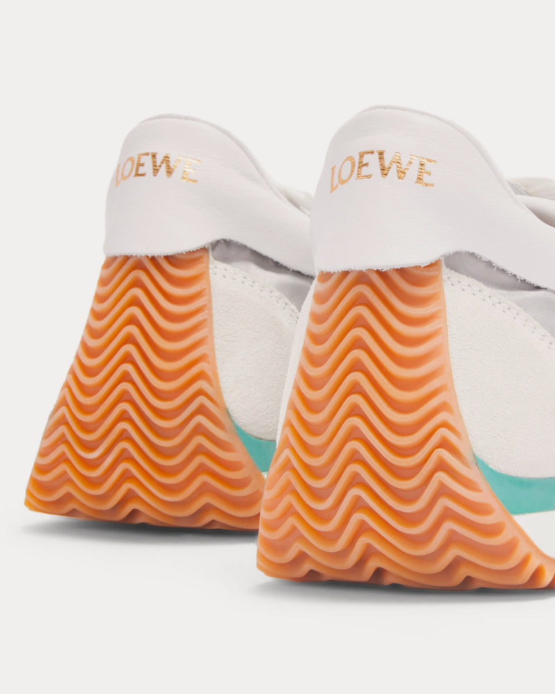 Loewe Flow Runner in Technical Mesh & Suede Silver / White / Green Low Top Sneakers - 4