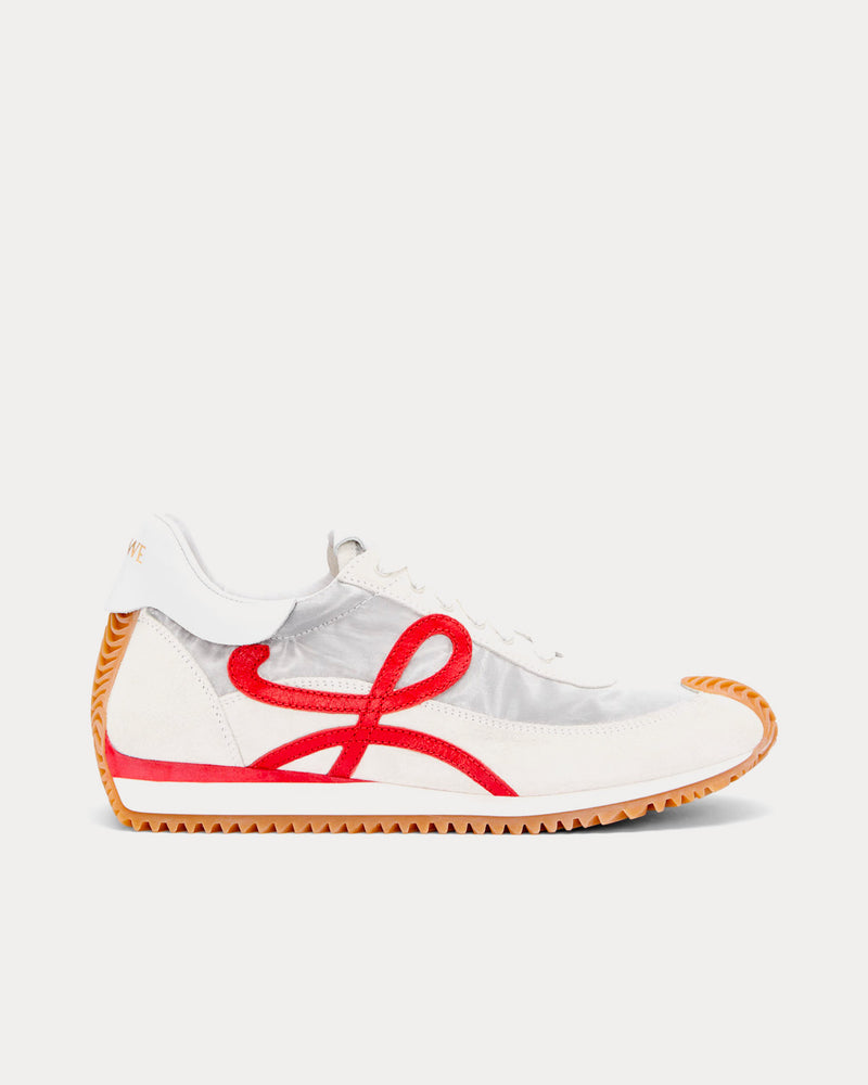 Loewe Flow Runner in Technical Mesh & Suede Silver / White / Red Low Top Sneakers - 1