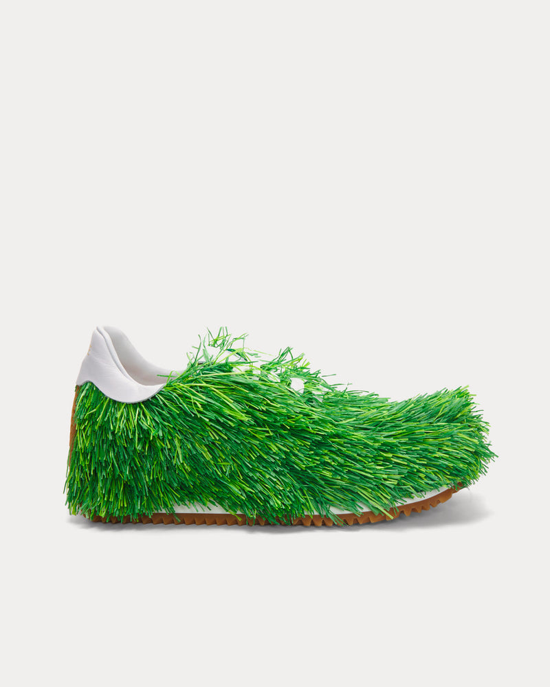 Loewe Grass Canvas & Raffia Green Low Top Sneakers - 1