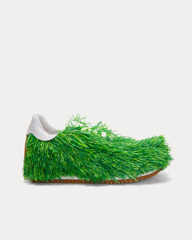 Loewe Grass Canvas & Raffia Green Low Top Sneakers