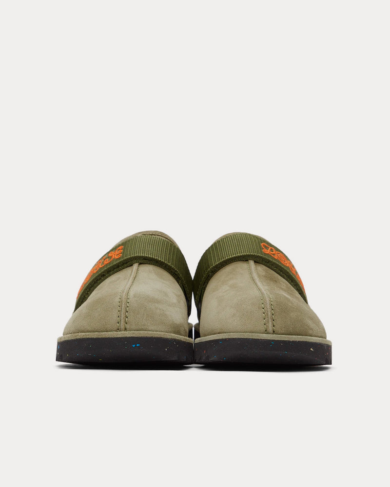 Loewe Suede Khaki Slip Ons - 3