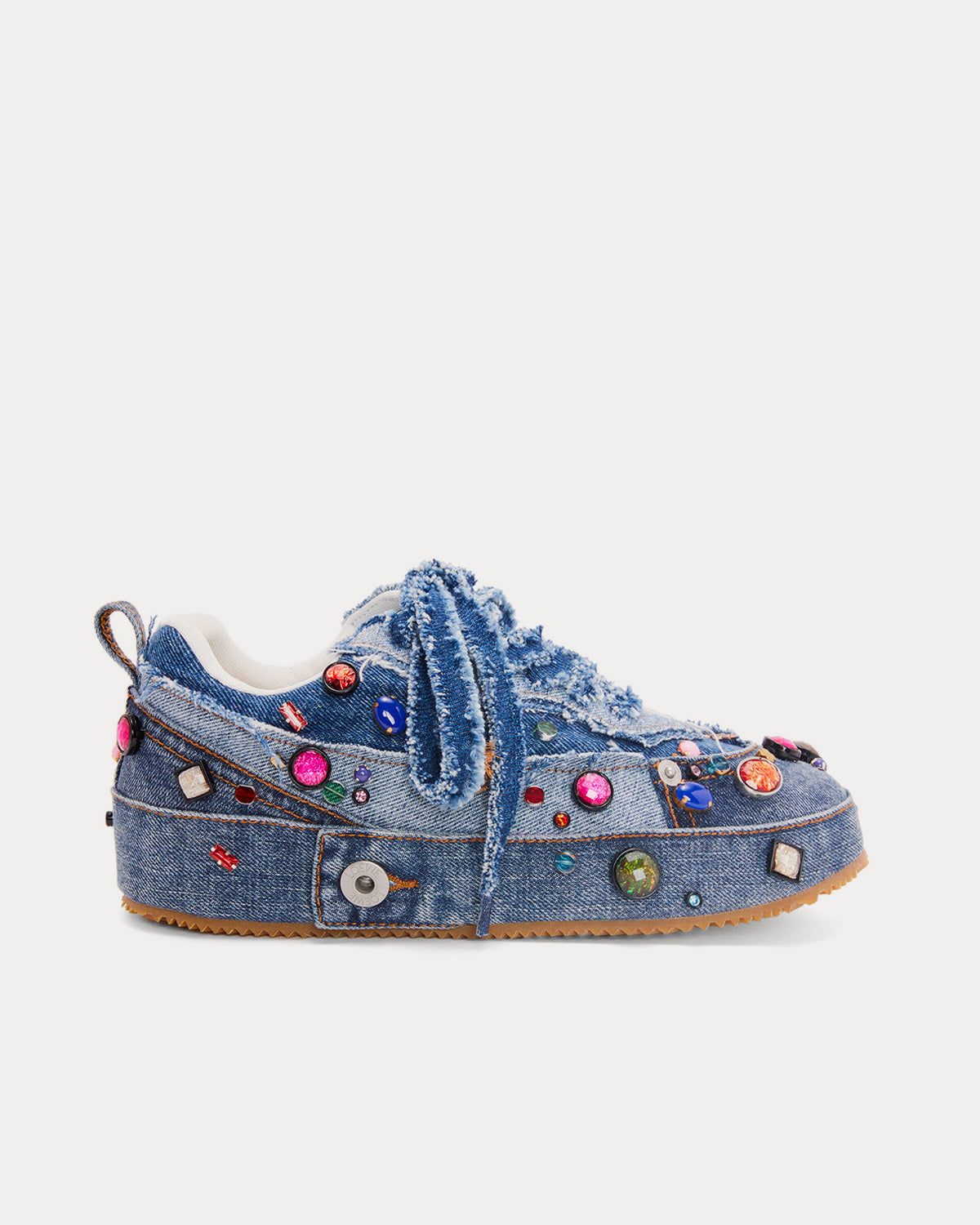 Loewe x Howl's Moving Castle Embellished Deconstructed Denim Low Top Sneakers - 1