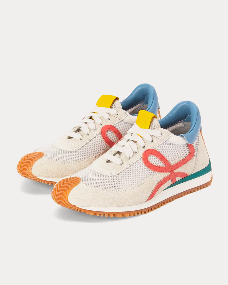 Loewe x Paula's Ibiza Flow Runner in Technical Mesh & Suede White / Multi Low Top Sneakers - 3