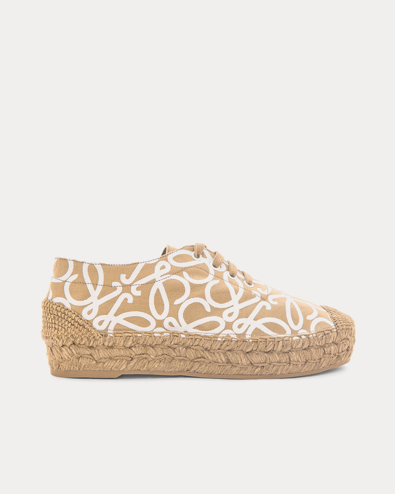 Loewe x Paula's Ibiza Solar Lace-Up Canvas Oat Milk Low Top Sneakers - 1