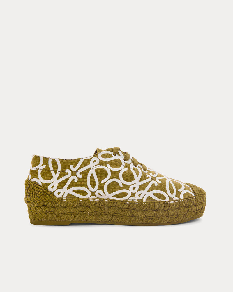 Loewe x Paula's Ibiza Solar Lace-Up Canvas Olive Low Top Sneakers - 1