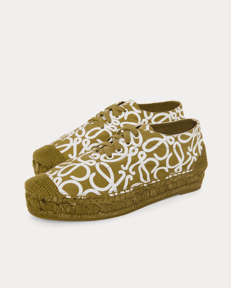 Loewe x Paula's Ibiza Solar Lace-Up Canvas Olive Low Top Sneakers - 2