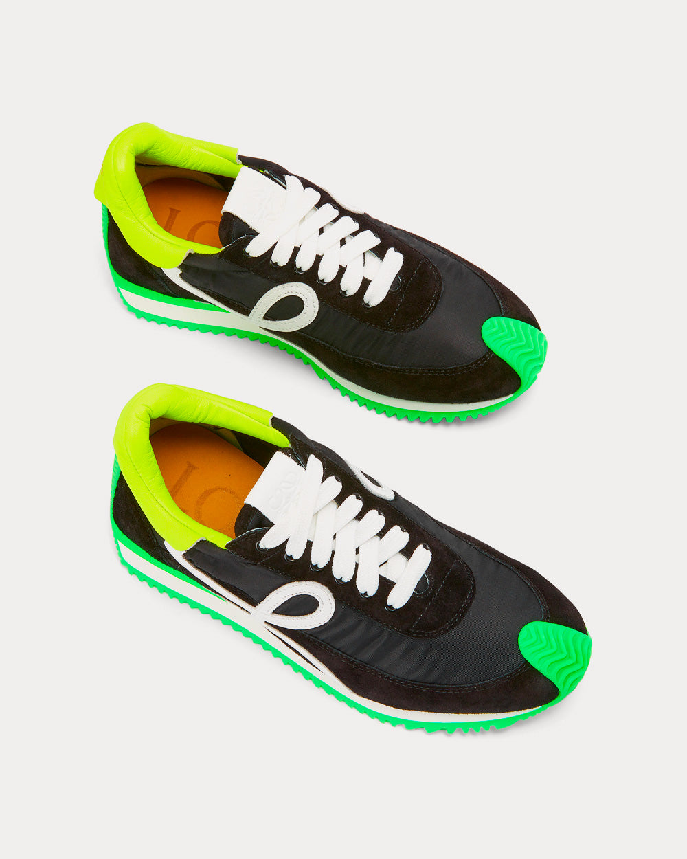 Loewe Flow Runner Nylon & Suede Black / Neon Green Low Top Sneakers - 2