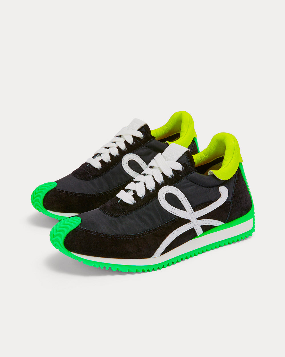 Loewe Flow Runner Nylon & Suede Black / Neon Green Low Top Sneakers - 3