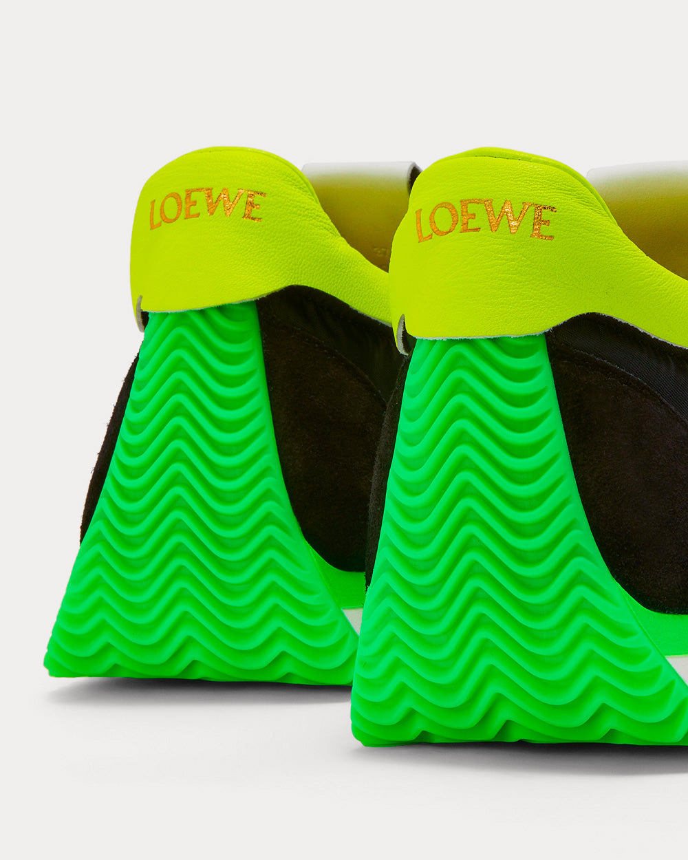 Loewe Flow Runner Nylon & Suede Black / Neon Green Low Top Sneakers - 4