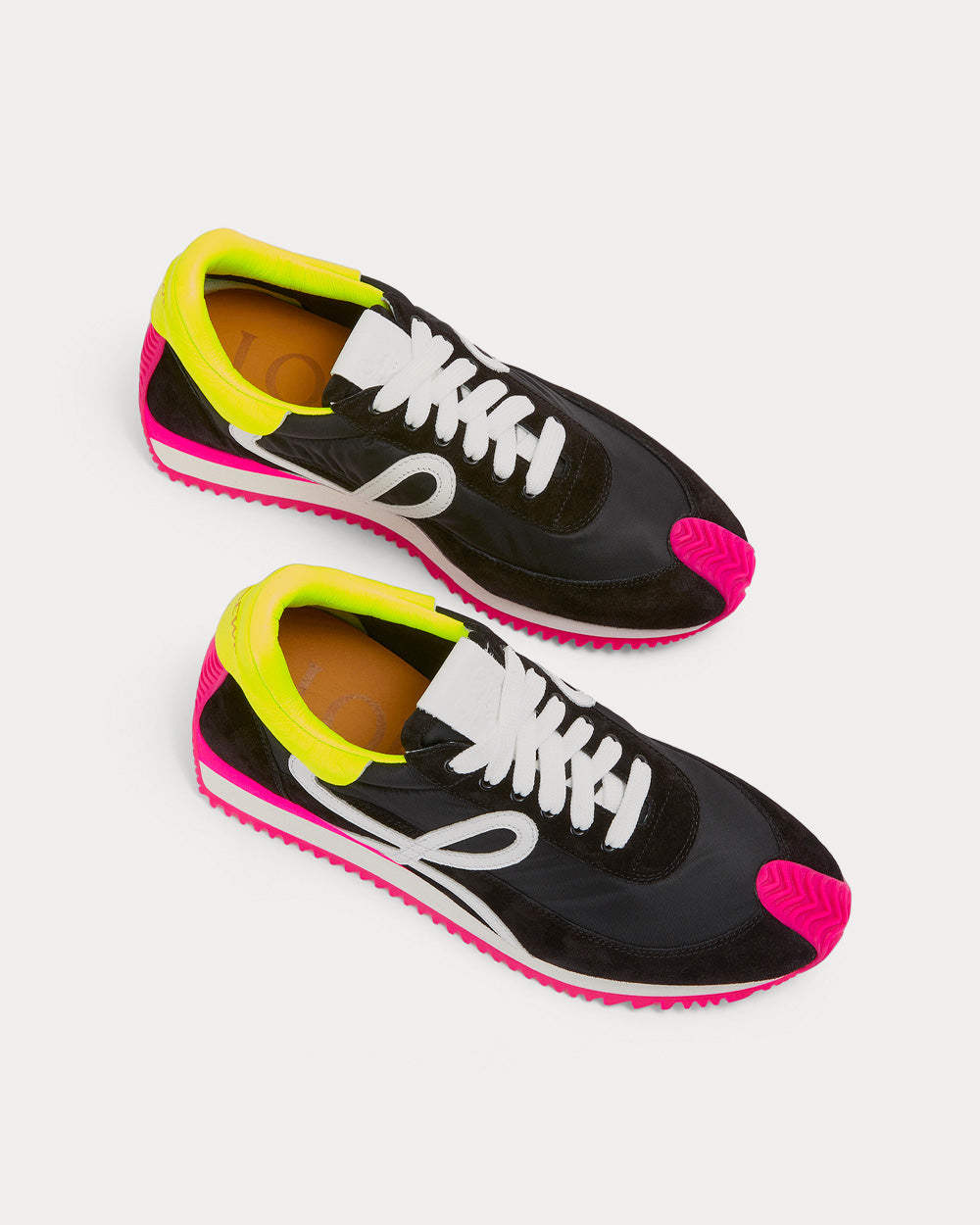 Loewe Flow Runner Nylon & Suede Black / Neon Pink Low Top Sneakers - 2