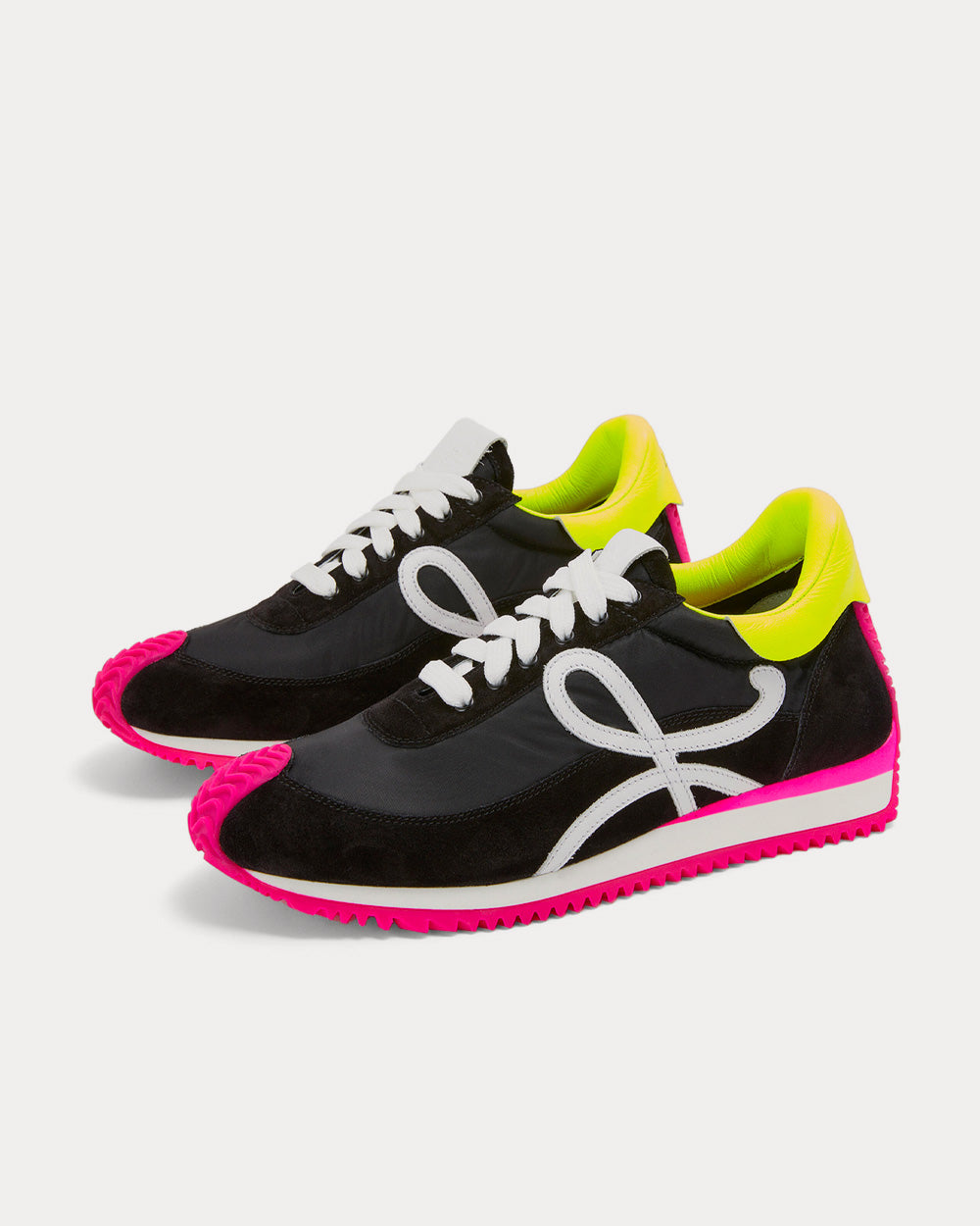 Loewe Flow Runner Nylon & Suede Black / Neon Pink Low Top Sneakers - 3