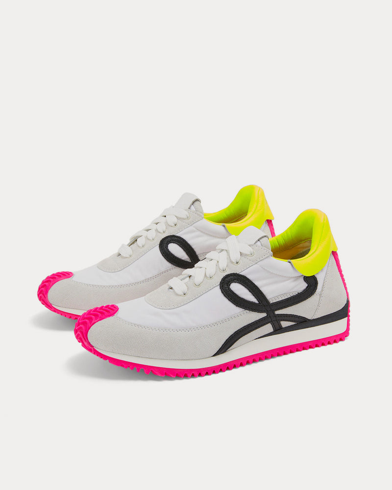 Loewe Flow Runner Nylon & Suede Soft White / Neon Pink Low Top Sneakers - 3