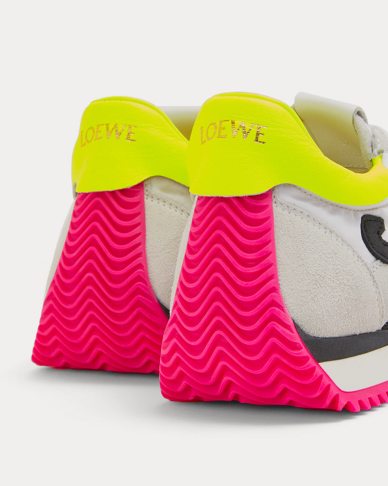 Loewe Flow Runner Nylon & Suede Soft White / Neon Pink Low Top Sneakers - 4