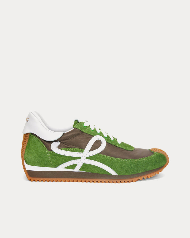 Loewe x Paula's Ibiza Flow Runner Calfskin & Nylon Green / Brown Low Top Sneakers - 1