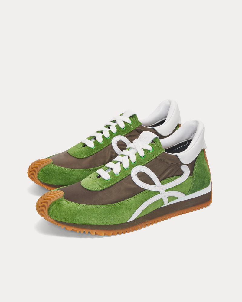 Loewe x Paula's Ibiza Flow Runner Calfskin & Nylon Green / Brown Low Top Sneakers - 2