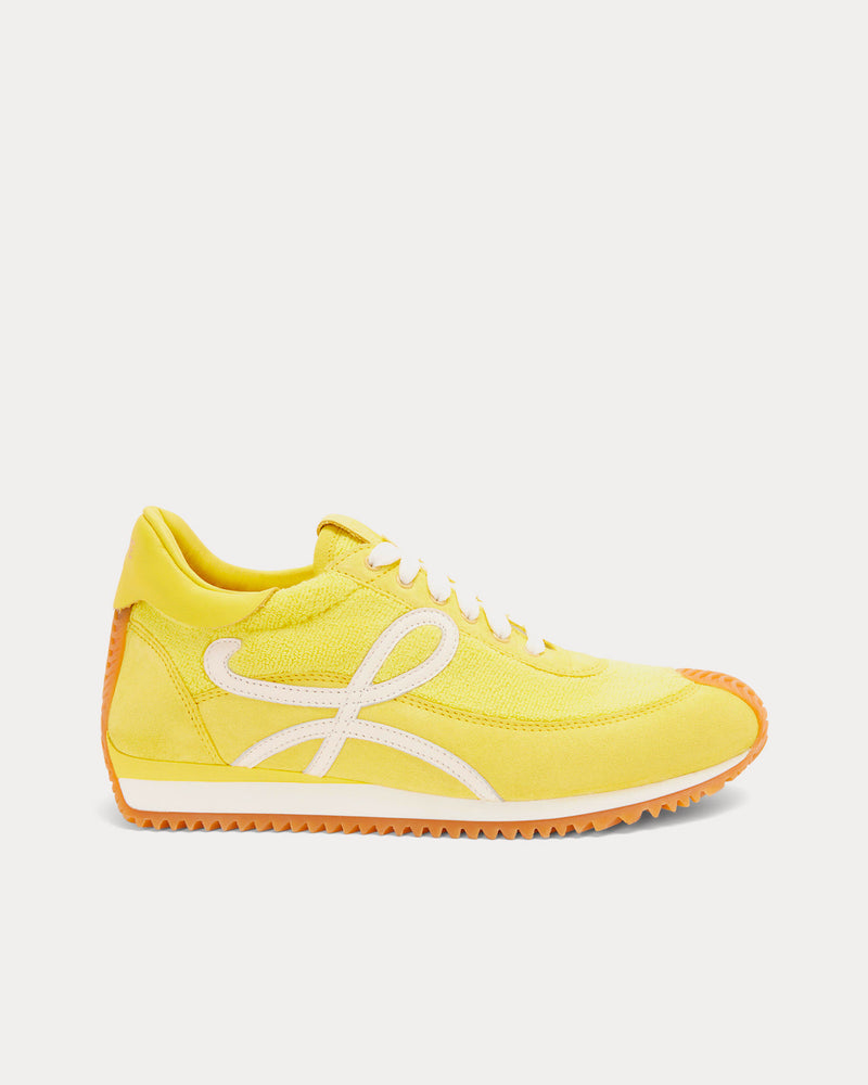 Loewe x Paula's Ibiza Flow Runner in Terry Cloth & Suede Yellow Low Top Sneakers - 1