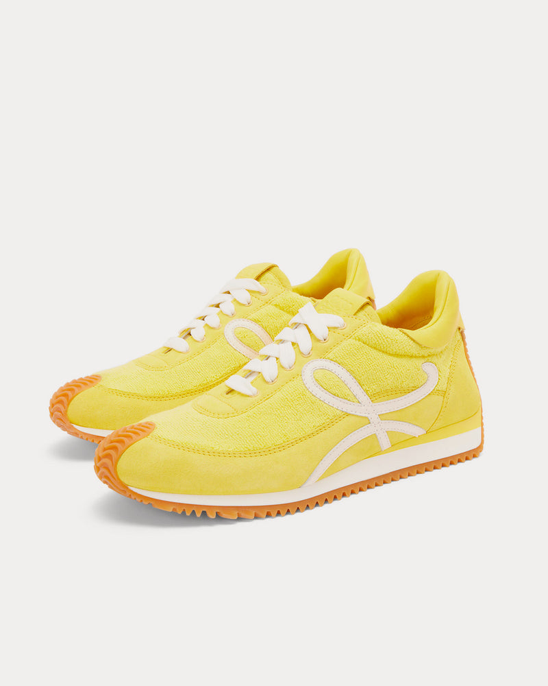 Loewe x Paula's Ibiza Flow Runner in Terry Cloth & Suede Yellow Low Top Sneakers - 3