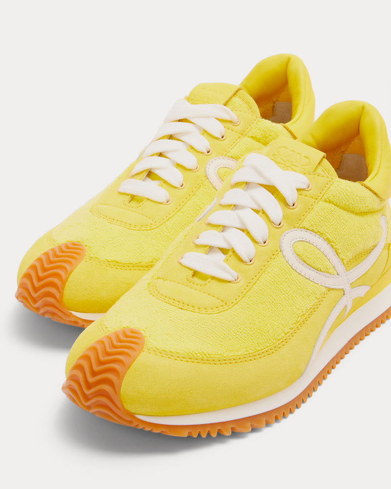 Loewe x Paula's Ibiza Flow Runner in Terry Cloth & Suede Yellow Low Top Sneakers - 4