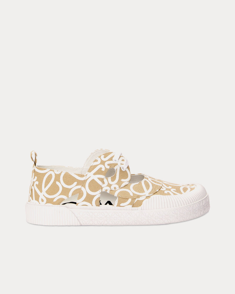 Loewe x Paula's Ibiza Terra Vulca Lace-Up Canvas Oat Milk Low Top Sneakers - 1