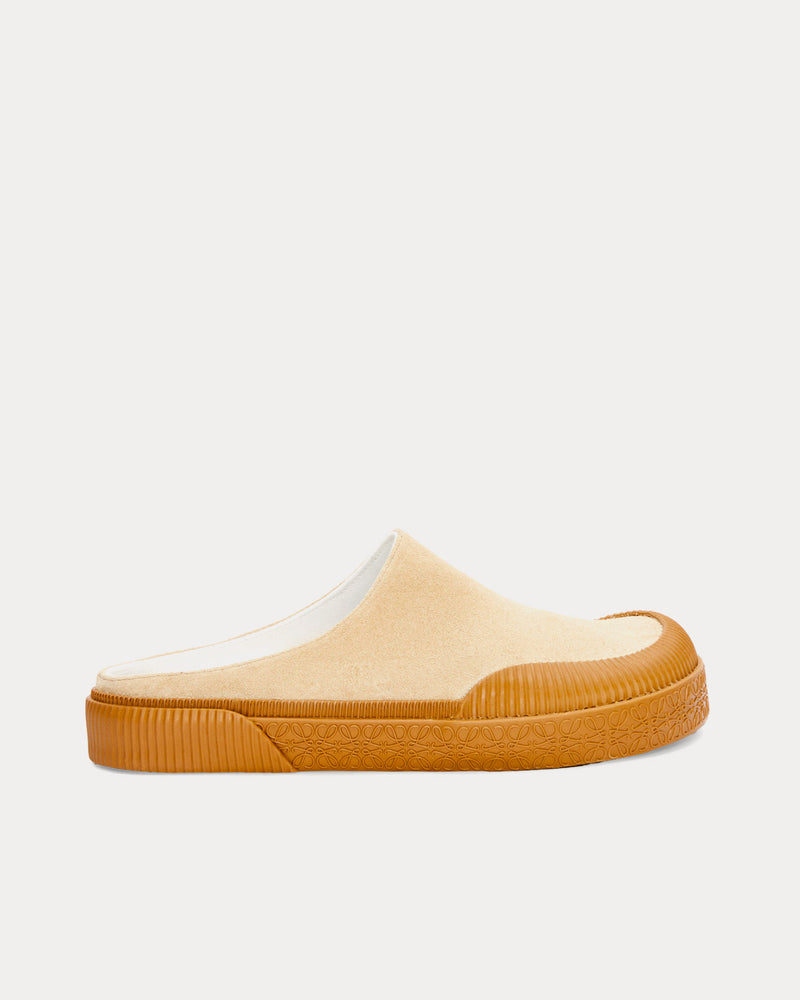 Loewe x Paula's Ibiza Terra Vulca Suede Gold Slip Ons - 1