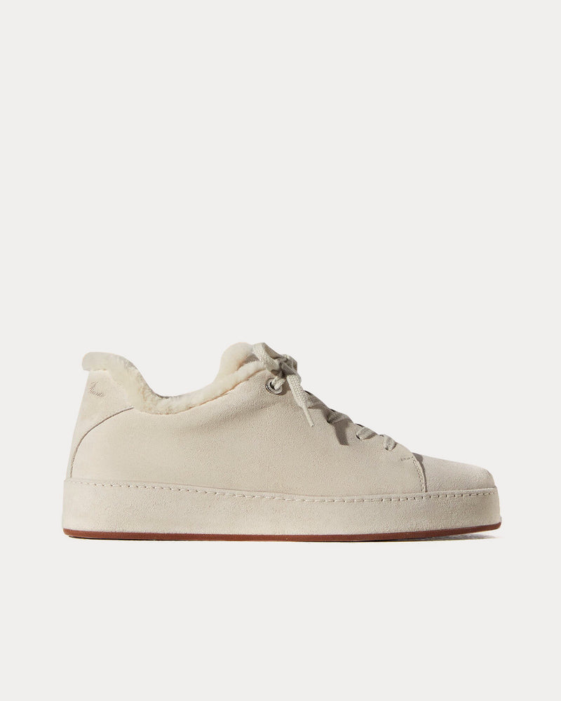 Loro Piana Winter Nuages Suede Goatskin Linen Low Top Sneakers - 1