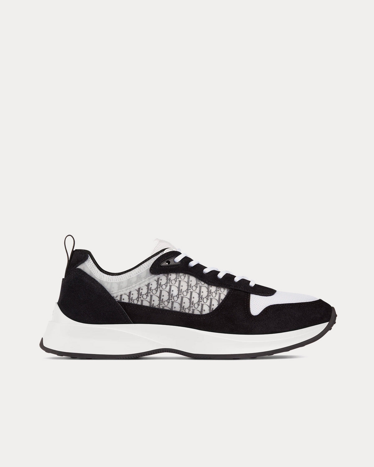 Dior B25 Black Suede with White Technical Mesh and Black Dior Oblique Canvas Low Top Sneakers - 1