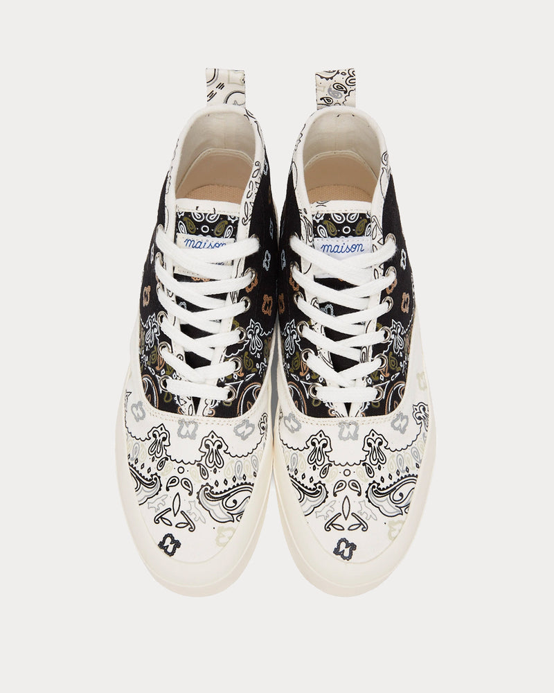 Maison Kitsuné Bandana Print Black & White High Top Sneakers - 3