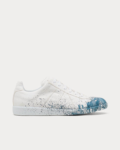 Maison Margiela Replica Paint Drop White / Blue Low Top Sneakers