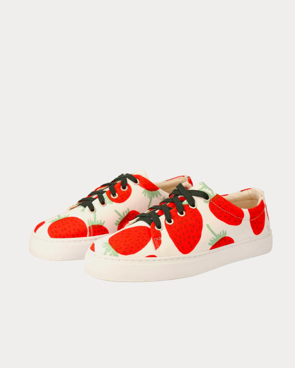 Marimekko Drutha Mansikka Off White / Red / Green Low Top Sneakers