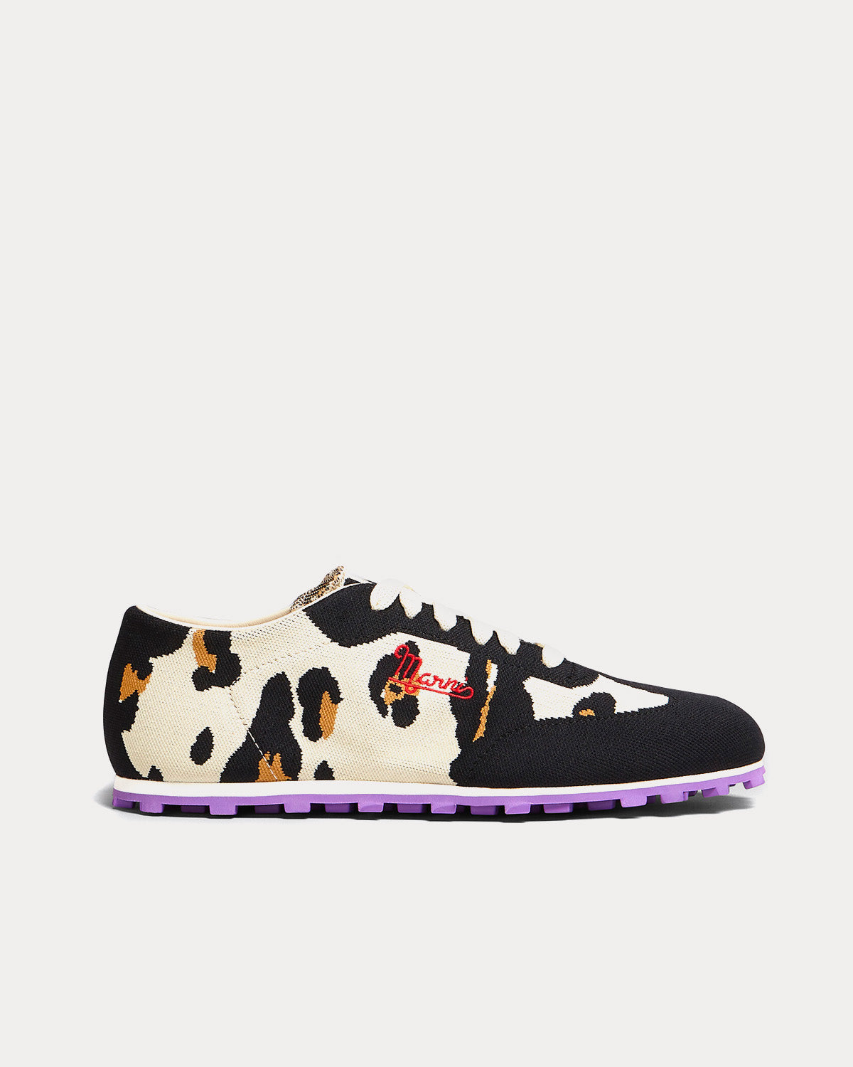 Marni Pebble Leopard Print Stretch Jacquard Low Top Sneakers - 1