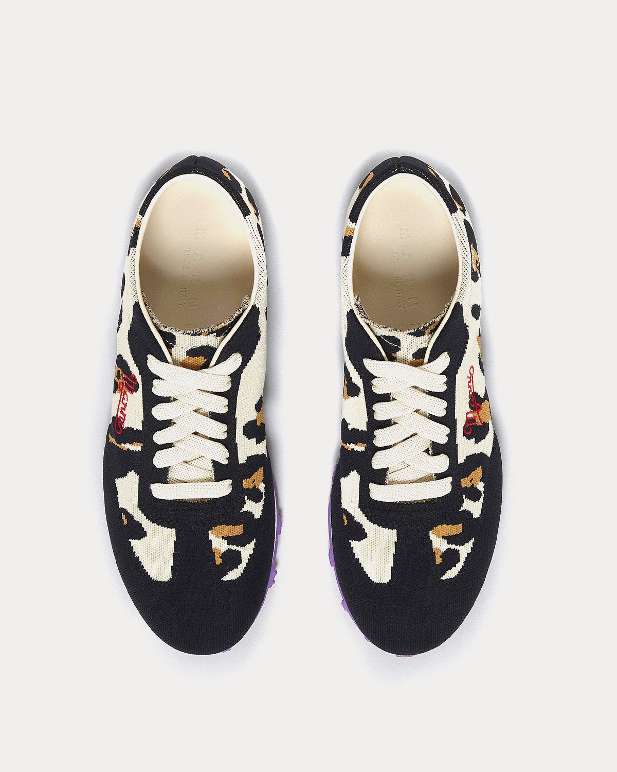 Marni Pebble Leopard Print Stretch Jacquard Low Top Sneakers - 2