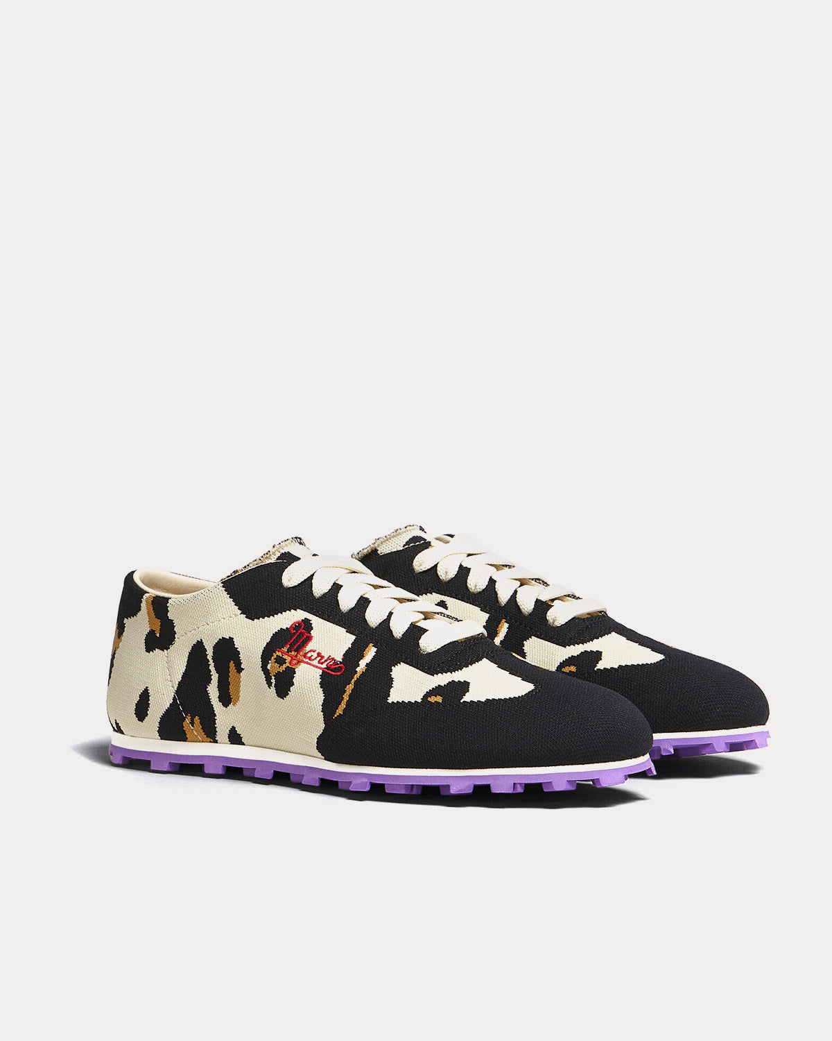 Marni Pebble Leopard Print Stretch Jacquard Low Top Sneakers - 3