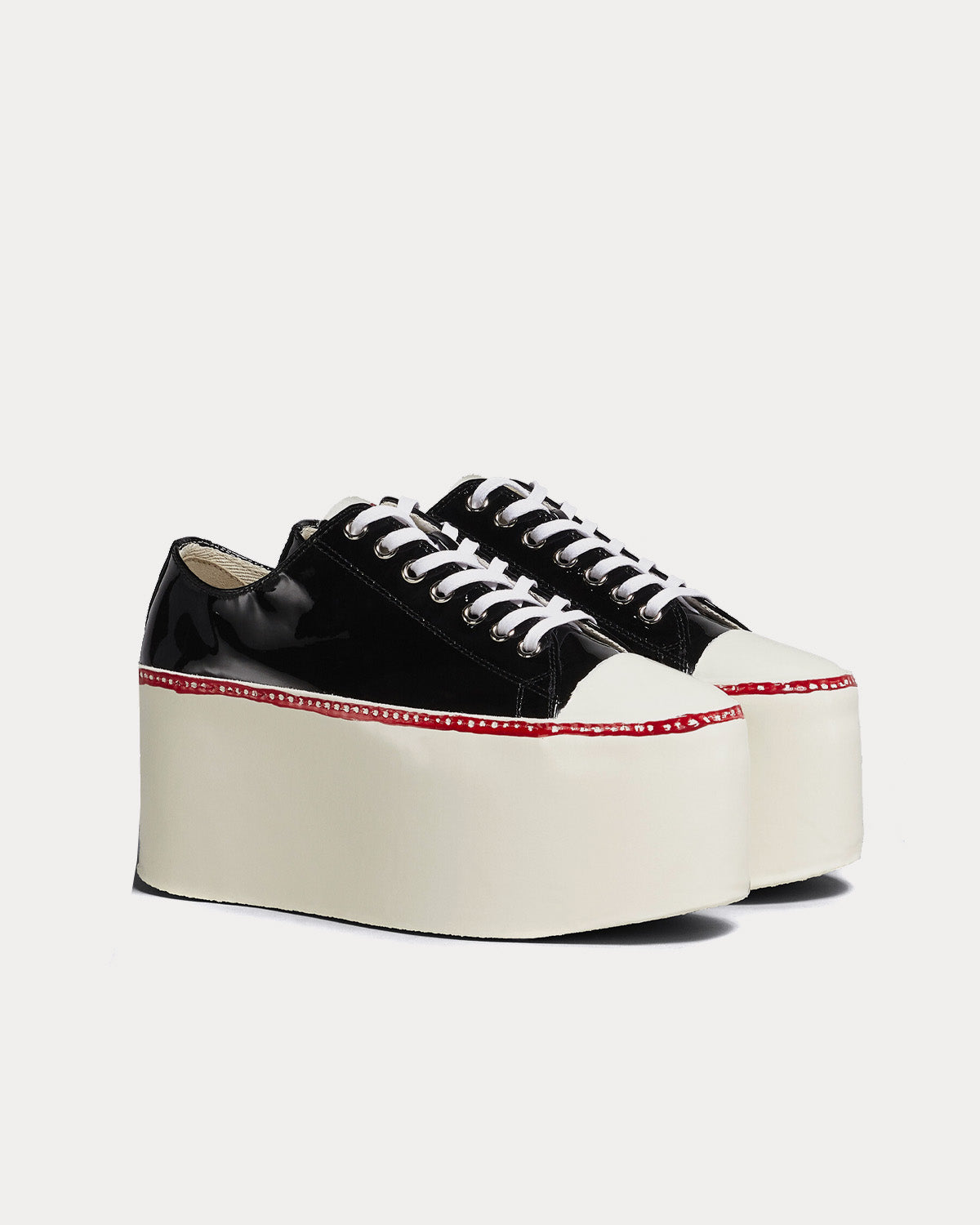 Marni Platform Patent Leather Black Low Top Sneakers - 3