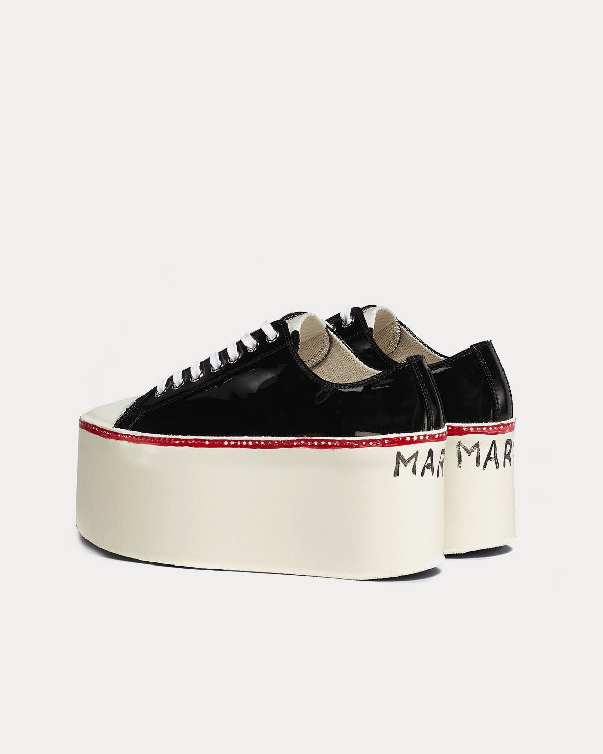 Marni Platform Patent Leather Black Low Top Sneakers - 4