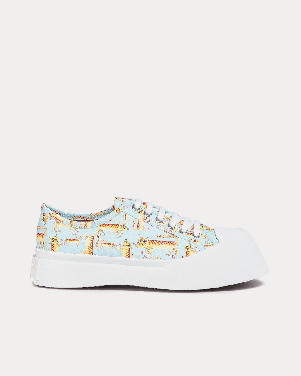 Marni Pablo Laced-Up Tiger Print Smoke Blue Low Top Sneakers - 1