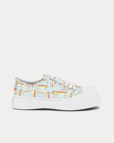 Marni Pablo Laced-Up Tiger Print Smoke Blue Low Top Sneakers