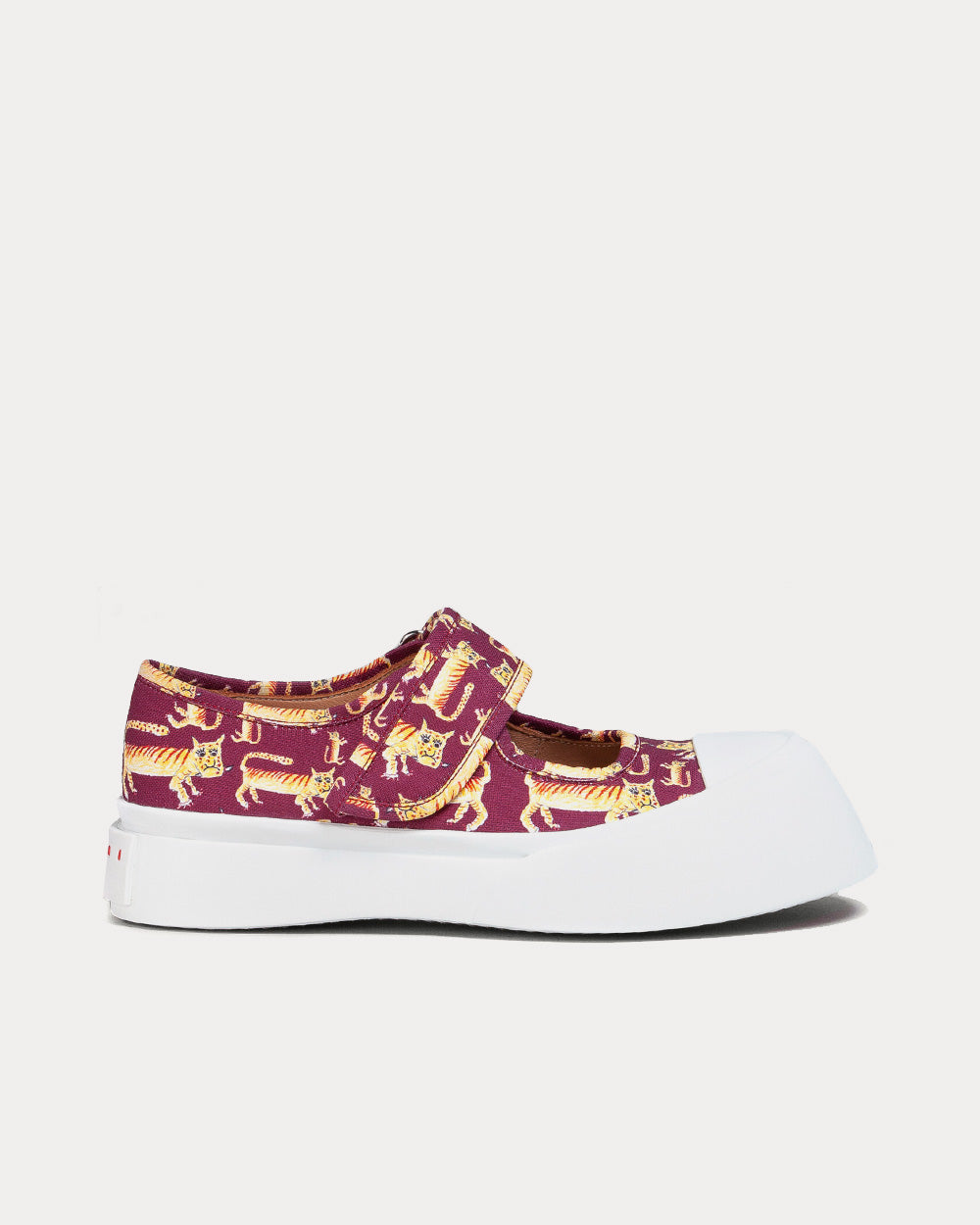 Marni Pablo Mary-Jane Tiger Print Burgundy Slip On Sneakers - 1