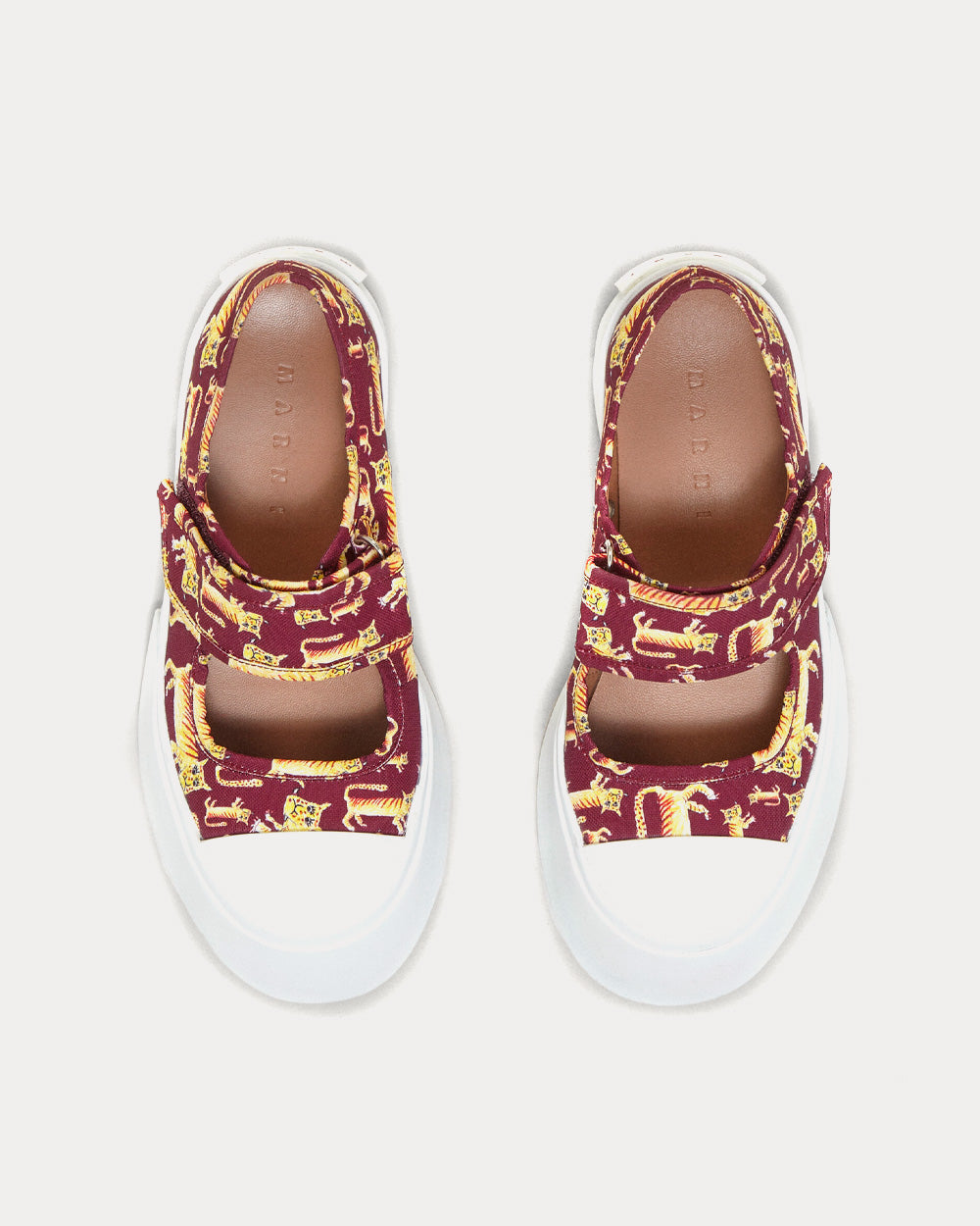 Marni Pablo Mary-Jane Tiger Print Burgundy Slip On Sneakers - 2