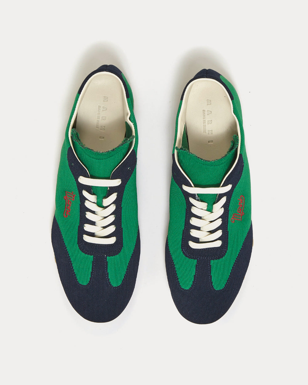 Marni Pebble Lace-Up Stretch Jacquard Blue / Black / Garden Green Low Top Sneakers - 2