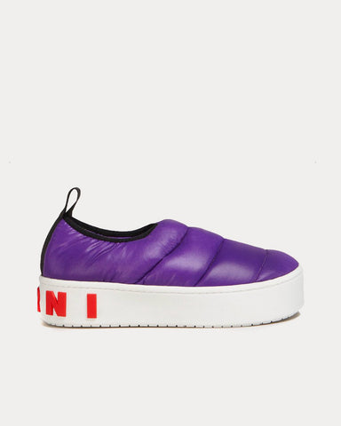 Marni PAW Quilted Nylon Bright Violet Slip On Sneakers