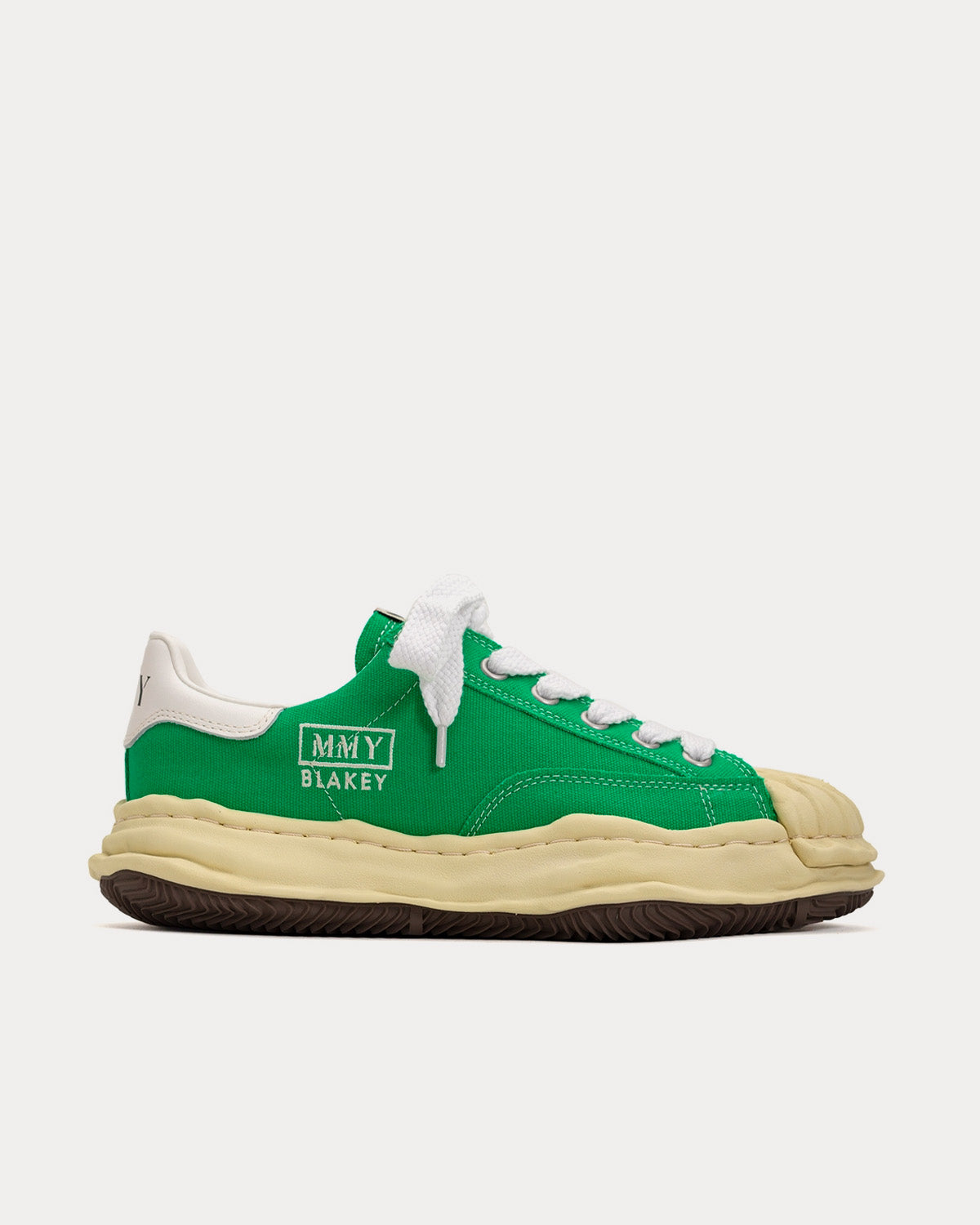 Mihara Yasuhiro Blakey Vintage-Like Original Sole Canvas Green Low Top Sneakers - 1