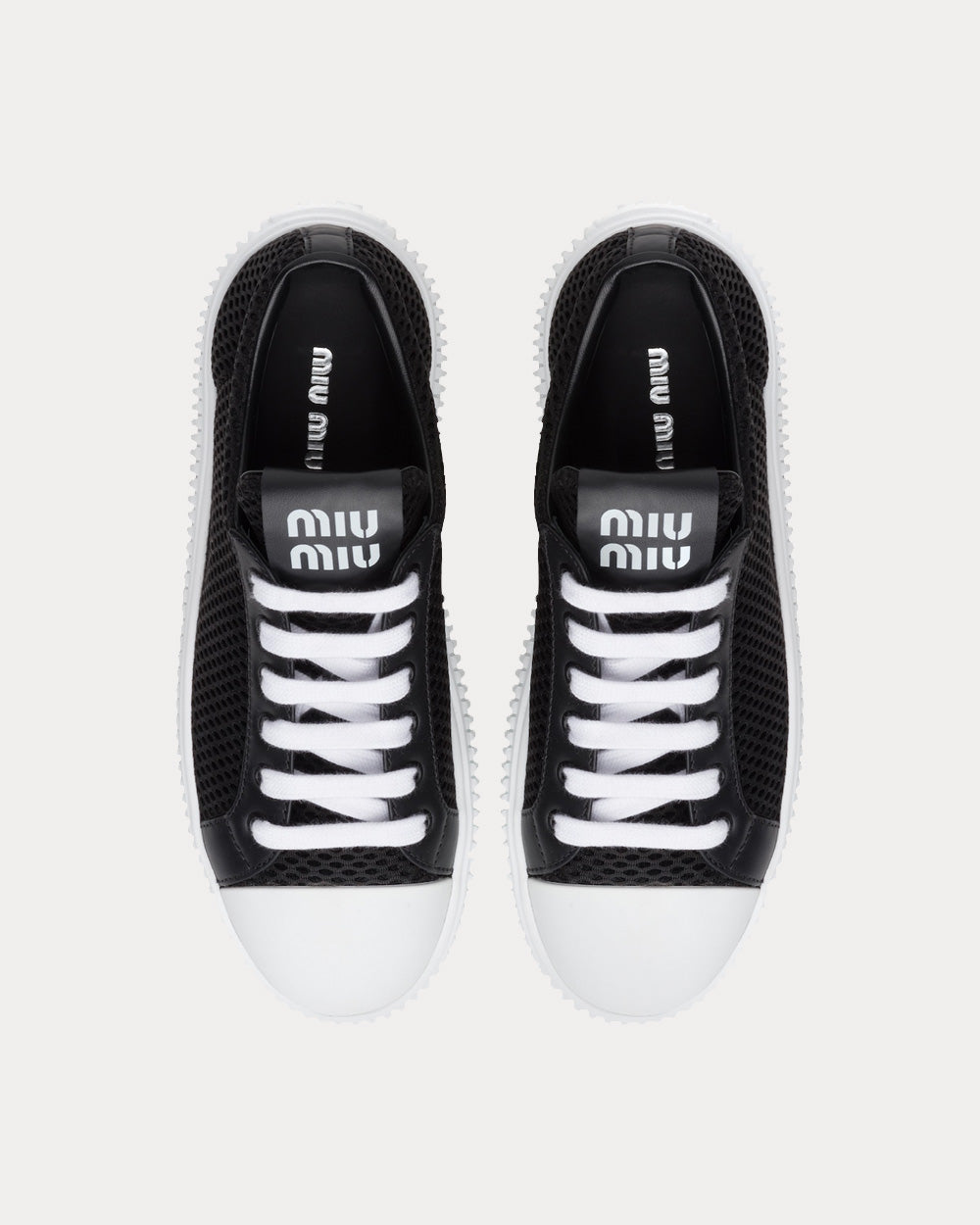 Miu Miu Mesh Flatform Black Low Top Sneakers - 2