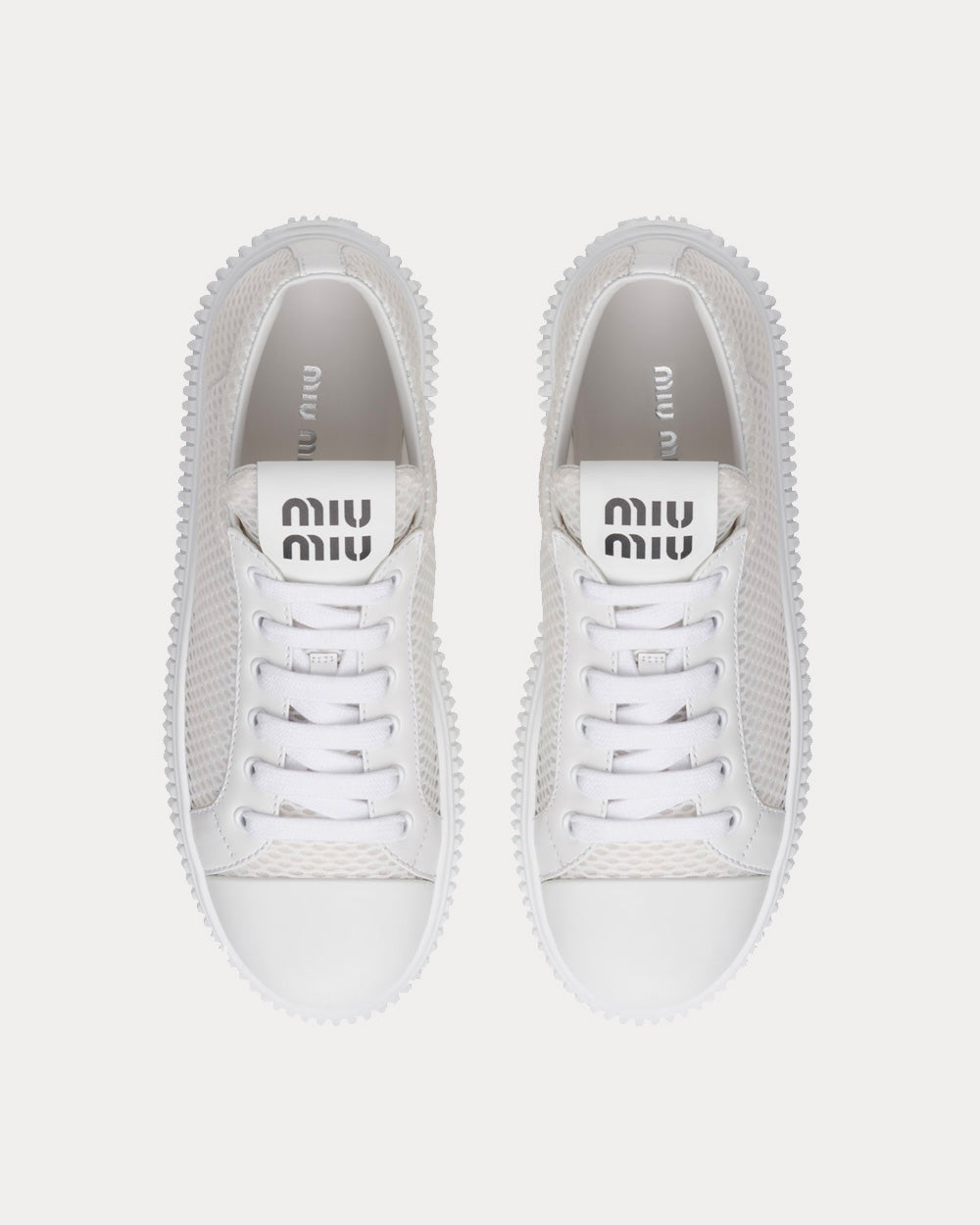 Miu Miu Mesh Flatform White Low Top Sneakers - 2