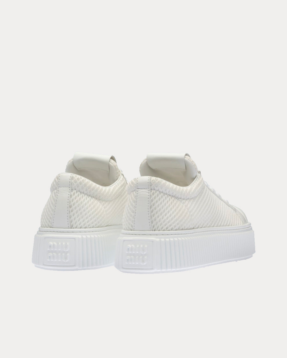 Miu Miu Mesh Flatform White Low Top Sneakers - 3