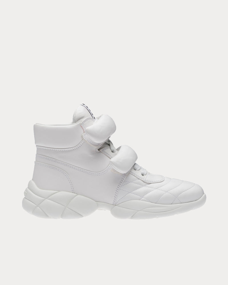 Miu Miu Nappa Leather White High Top Sneakers - 1